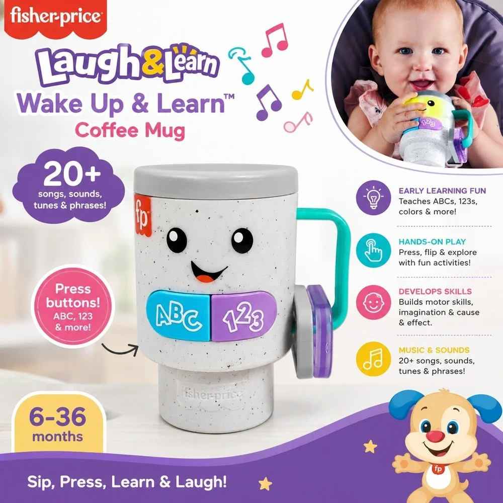 Fisher-Price Laugh & Learn Wake Up & Learn Coffee Mug Baby HRP35 Fisher Price